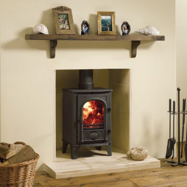 Stovax Stockton 4 Wood Burning or Multifuel Stove - Traditional Fireplace with Floating Shelf