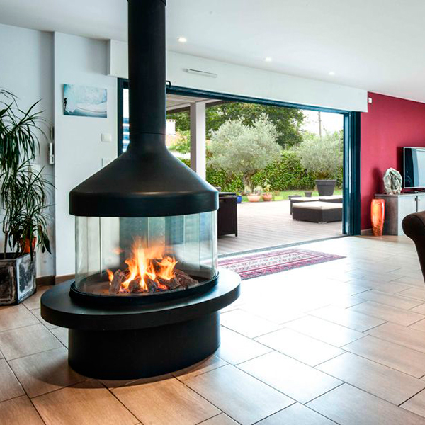 Focus Fires Contemporary Woodburning, Indoor Fire Pit Chimney Hood