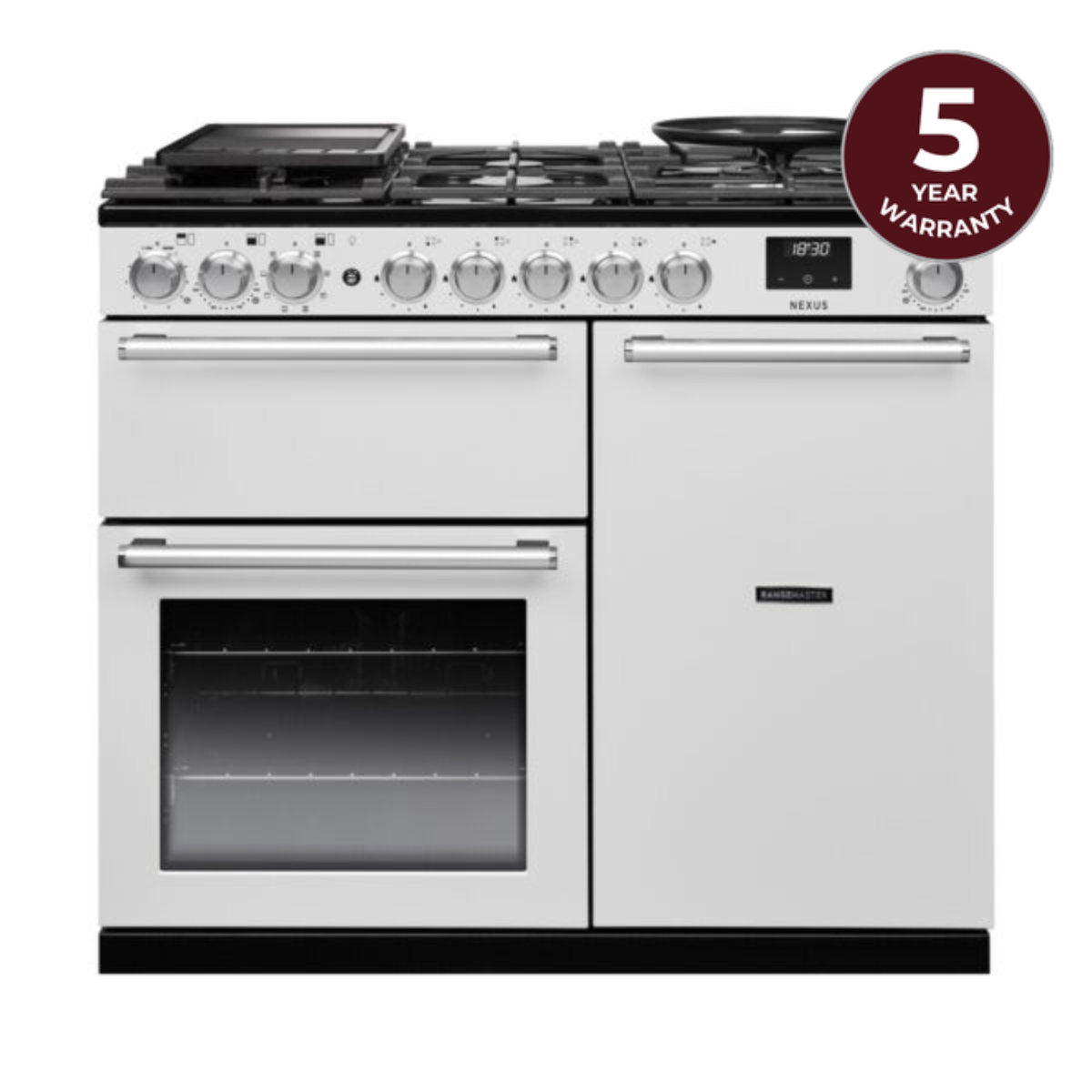 Rangemaster Nexus 100 NGC Dual Fuel Range Cooker in White