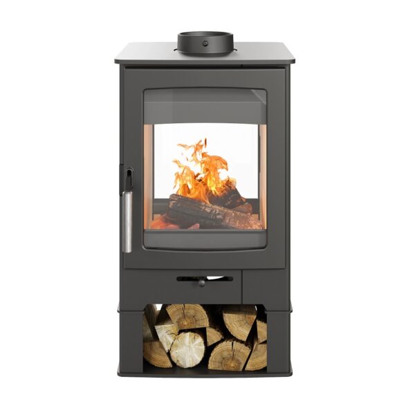 Parkray Aspect 4 ECO Double Sided wood burning stove - Cutout with Log Plinth