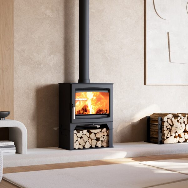 Parkray Aspect 7 Wood-Burning Stove on Log Plinth