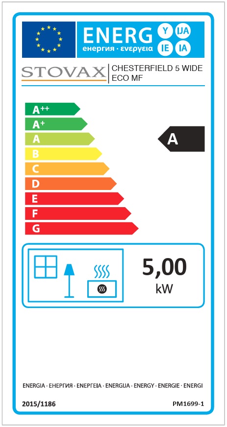 Stovax Chesterfield 5 Wide Multifuel Energy Label