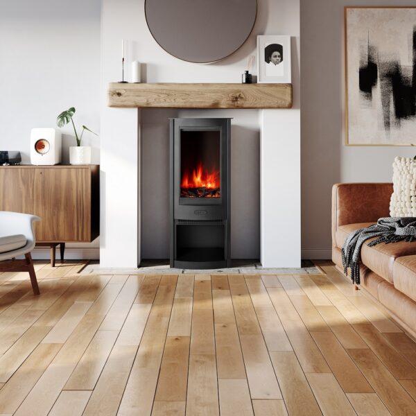 Aga Westbury Electric Stove - Lifestyle Image with Wooden Mantle
