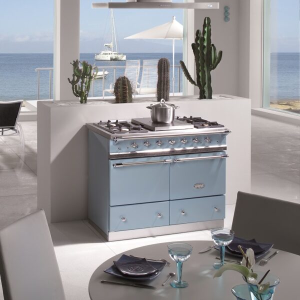 Lacanche Cluny Classic in Delft Blue with Brushed Stainless Steel Trim - Seaside Lifestyle Image