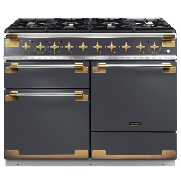 Rangemaster Elise Luxe 110 with Dual Fuel Hob. Slate with Antique Brass Trim