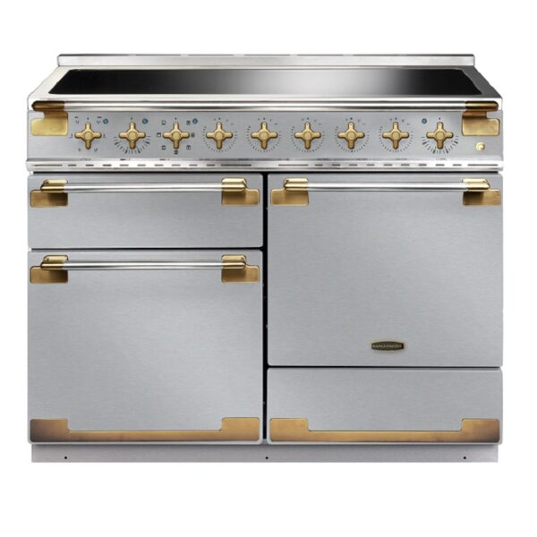 Rangemaster Elise Luxe 110 Induction Range Cooker - Special Edition Stainless Steel with Antique Brass Trim.