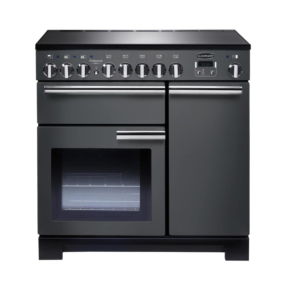 Rangemaster Professional Deluxe 90 Induction in Slate with Chrome Trim - Cutout