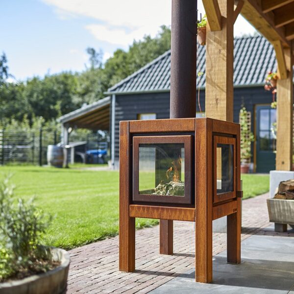RB73 Quaruba L Outdoor Stove - Rusted with Legs - Devon and Southwest Firepits, Chimenea and Outdoor Stoves