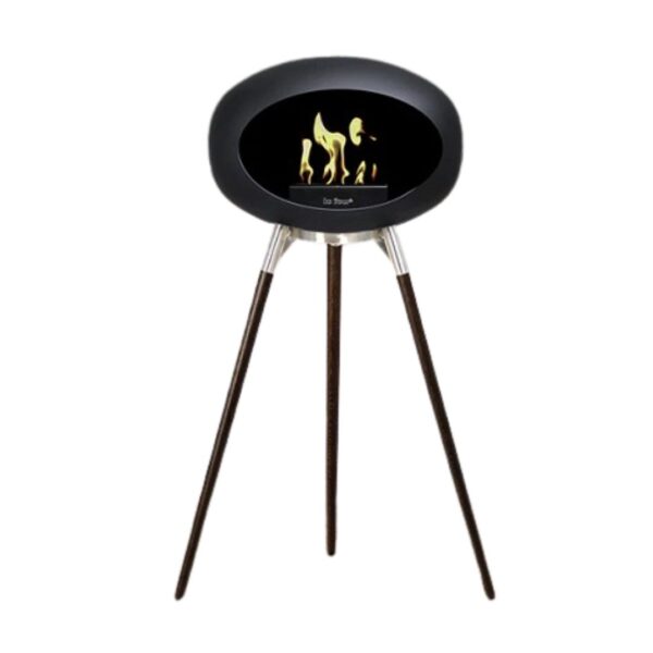 Le Feu Ground High Black with Stainless Steel Base and Oak Smoked Legs