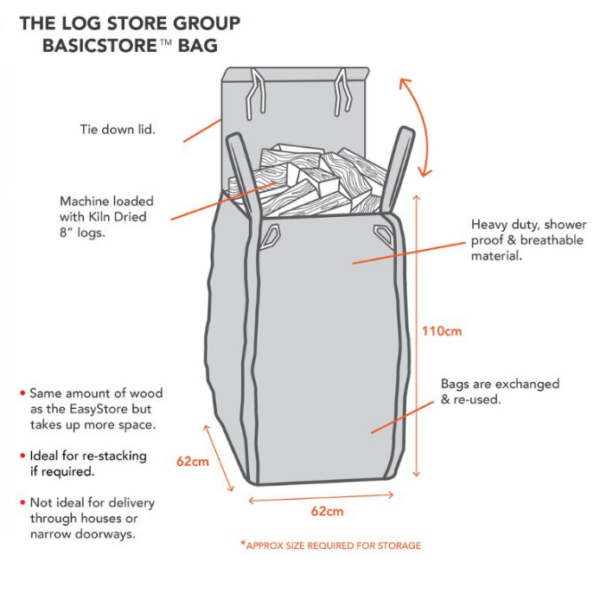 Kiln Dried Logs - BasicStore Bag Dimensions