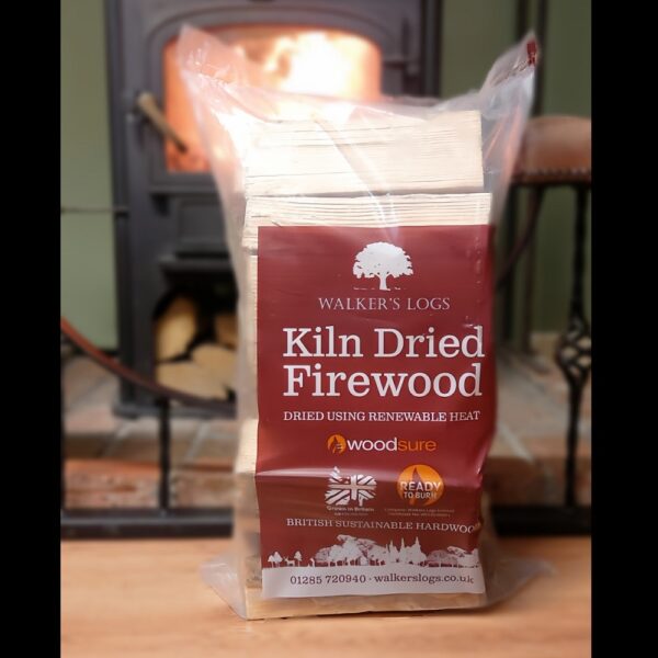 Kiln Dried Logs - Individual Bag of 10-14 Kiln Dried Hardwood Logs from Walker's. Approximately Cut to 9".