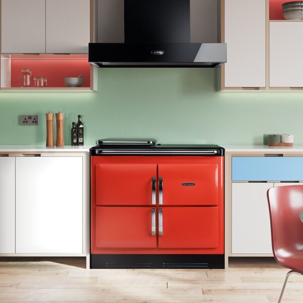 Rayburn Ranger in Tomato - All Electric Rayburn with Induction Hob