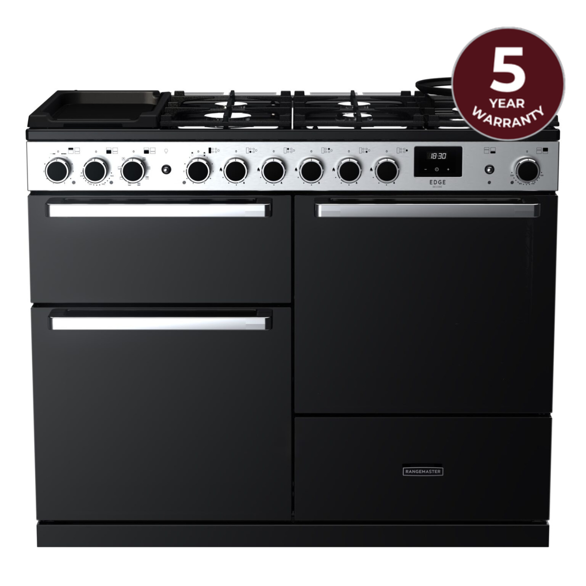 Rangemaster Edge Deluxe 110 Dual Fuel Range Cooker with Offset Cavity - Cutout