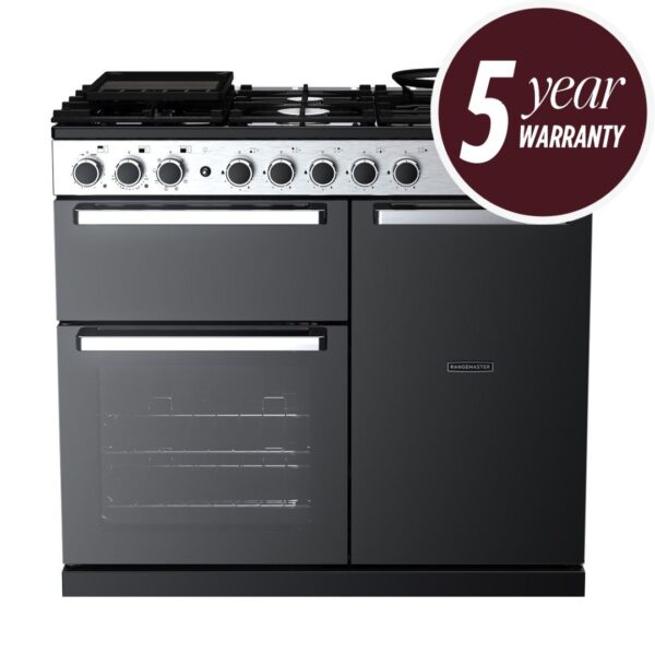 Rangemaster Edge Deluxe 100 Dual Fuel Range Cooker - Cutout - 5 Year Warranty Promotion
