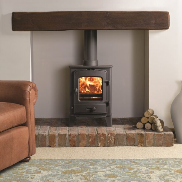 Stovax County 3 Multifuel Stove - Lifestyle Image in a Traditional Fireplace Recess