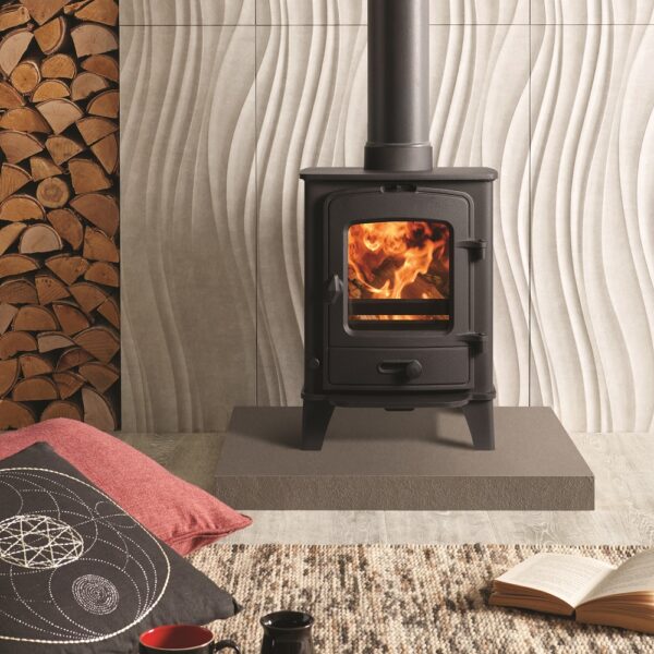 Stovax County 3 Multifuel Stove - Lifestyle Image in a Modern Freestanding Setting