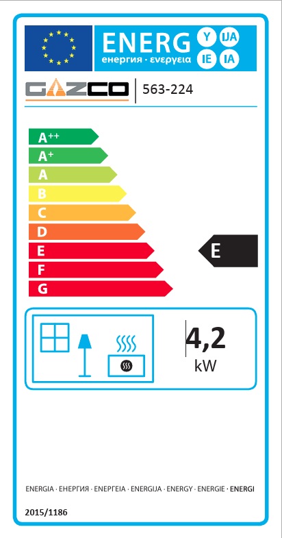 Gazco Vogue Midi T Midline Gas - Conventional Flue, Natural Gas - Energy Label