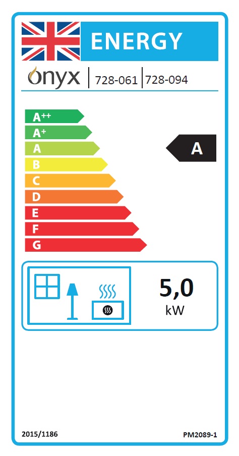 Onyx Athos 5 Wide and Olympus 5 Wide Multi-Fuel Stoves - Energy Label