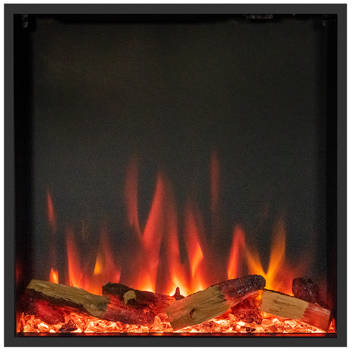eStudio 60R with Oak log-effect_Cut Out square electric fire on white background