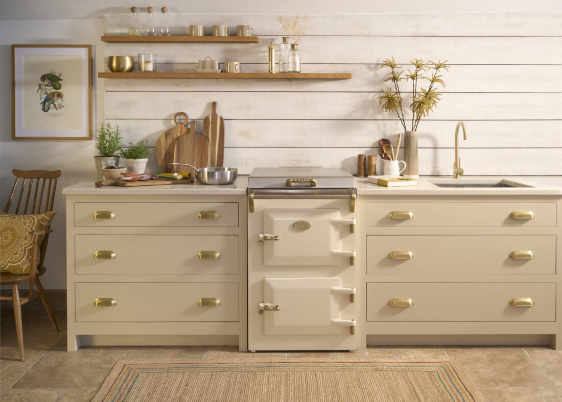 Everhot Brass PAck Cream Cooker in Cream Kitchen