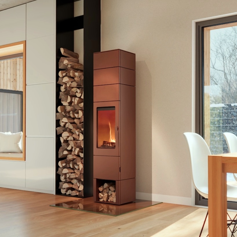 Blaze Element 04 Q3+ wood-burning stove in Mauve - Lifestyle Image