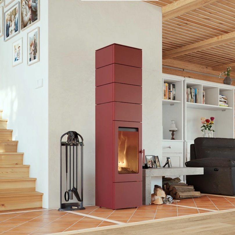Blaze Element 04 Q4 wood-burning stove in Red Brown - Lifestyle Image