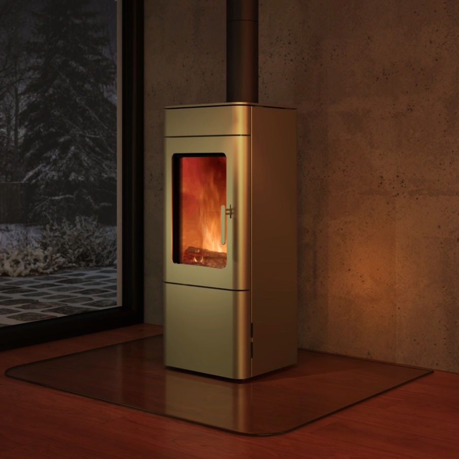Blaze Spirit 06 X Wood Burning Stove in Pearl Beige - Lifestyle Image next to a Window