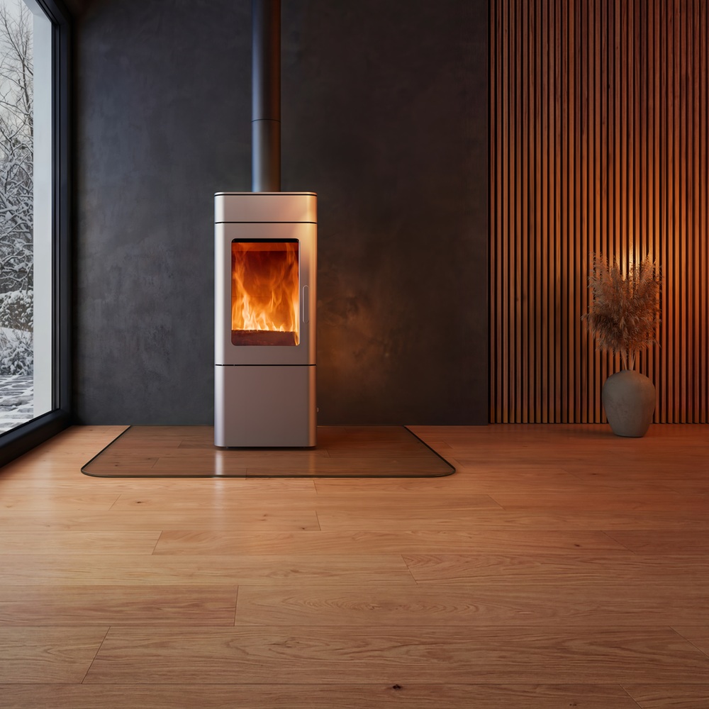 Blaze Spirit 06 X Wood Burning Stove in Pearl Brown - Lifestyle Image next to a Window